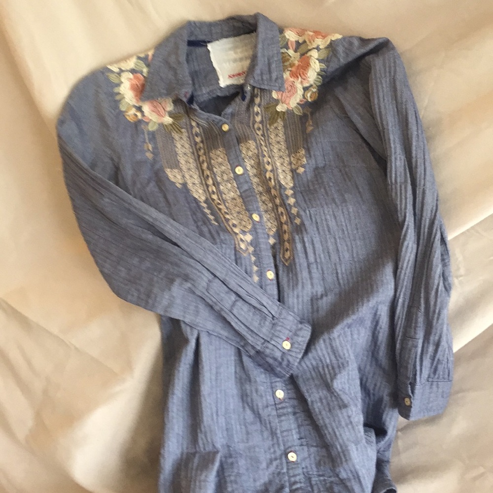 Embroidered button down shirt